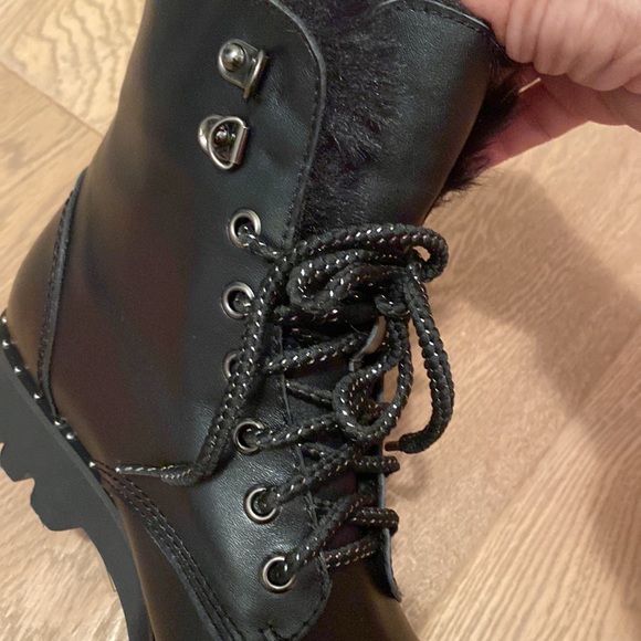 Free People and Anthropologie NWT Bibi Lou Black Combat Boots. Comfortable fun! - Picture 5 of 6